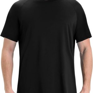 Workout Men Shirts - Black Quick Dry Gym Short Sleeve Moisture Wicking T Shirts for Running Athletic Casual Work