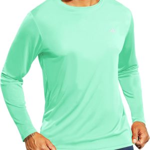 Men Athletic Running Dry Fit T-Shirts Workout Gym Short Sleeve Crewneck UPF 50+ UV Sun Protection Active Tee